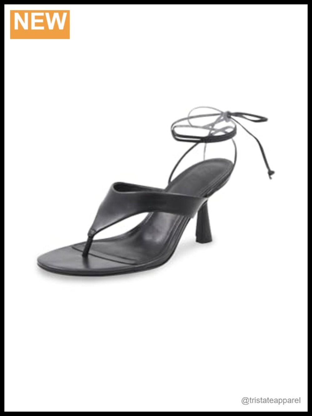 Leather Heeled Sandal Wrap Tie Closure Dressy Lace Up Flare Heel 3 inch